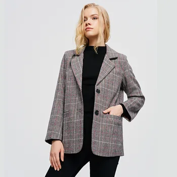 

Autumn Winter New Women's Blazer & Suits Plaid Suit Casual Long Sleeve Straight Jacket Women Blazers and Jackets