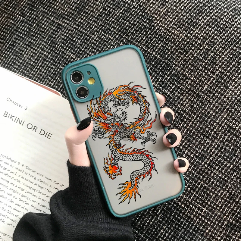 Fashion Vintage Chinese Dragon Print Phone Case for IPhone 12 11pro MAX 12 7 8 Plus X XR XS 6 S Plus SE2 Hard Back Cover Shell