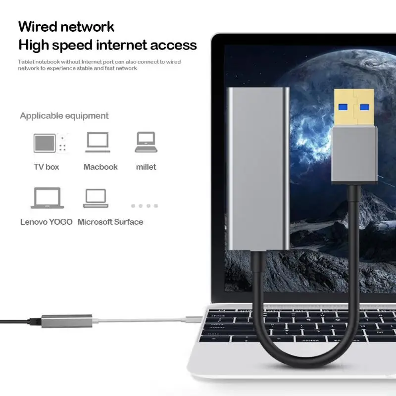 S3-8153-U Aluminum Alloy Ethernet Adapter Lightness and Portability No Space Occupy USB3.0 to RJ45 Gigabit Converter