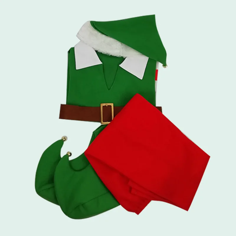 Коллекция года, детский Рождественский костюм зеленого эльфа для мальчиков, новогодняя Детская Рождественская одежда со шляпой, нарядное платье эльфа - Цвет: Boy suit
