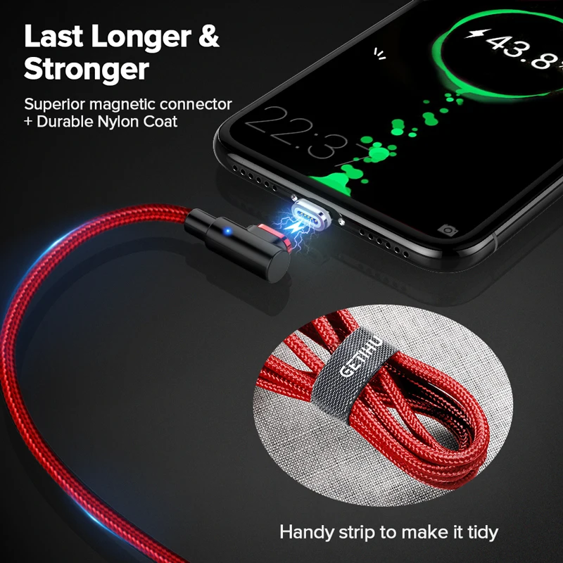 GETIHU 2.4A Быстрый Магнитный кабель для iPhone XS X XR 7 Micro USB быстрое зарядное устройство Тип C магнит Android шнур телефонный кабель для samsung