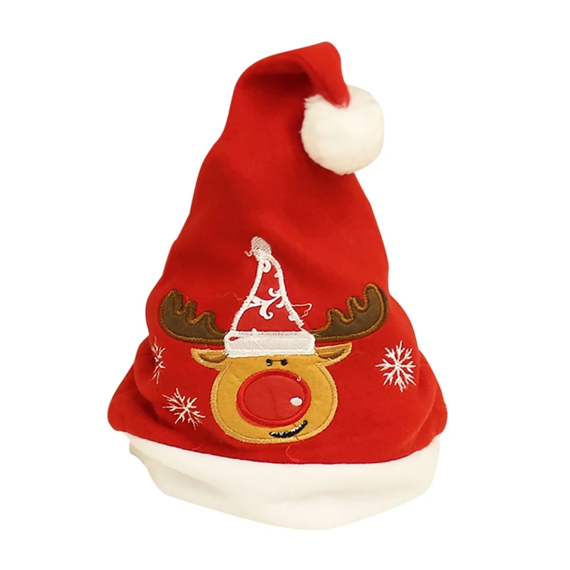 Новогодняя Рождественская шапка, Нетканая вышитая шапка Санта-Клауса, милые украшения для рождественской вечеринки, костюм на Рождество