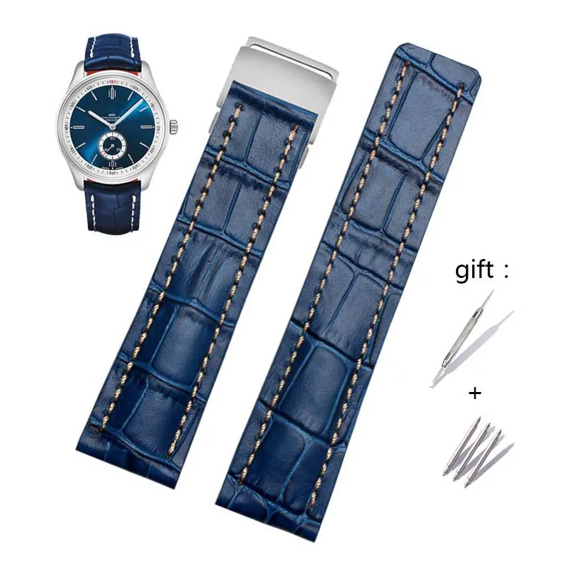 01 blue 22 мм 24 мм Высококачественный ремешок из натуральной кожи ремешок для Breitling мужские часы браслет из коровьей кожи с пряжкой - Цвет ремешка: 01 blue