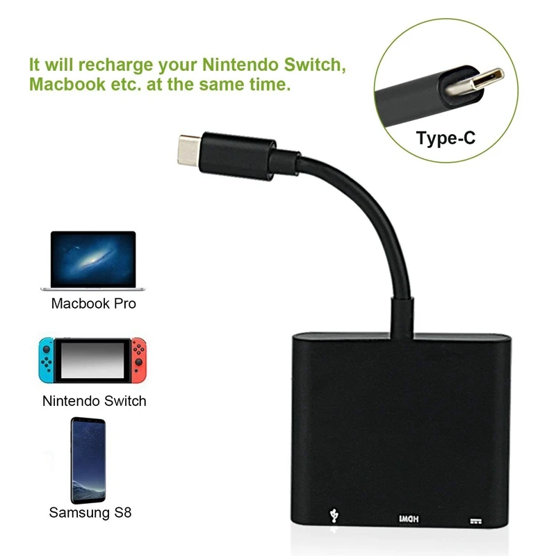 HDMI USB C адаптер концентратора для nintendo Switch, 1080P Тип C к HDMI конвертер док-кабель для nintendo Switch