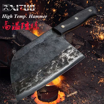 

XITUO Chinese Chef's Knife Cleaver Hard and Sharp Wide Blade Humerus Cut Meat Sliced Fish Fillets Slaughter with Full Handle NEW