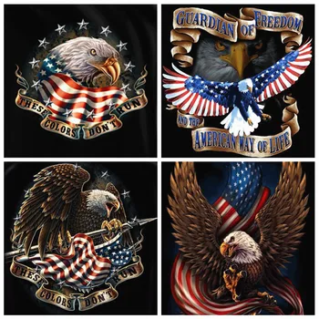 

Huacan 5d Diamond Painting Animal Handmade Gift Mosaic American Flag Decoration Home Eagle Picture Of Rhinestones