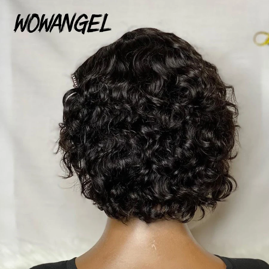Peruca de Cabelo Frente do Laço Perucas de Cabelo Perucas de Frente do Laço Encaracolado Curto Pixie Corte Humano Pré Arrancado Nós Descorados Perucas Bob Peruca de 5 pré-arrancada nós branqueados perucas bob perucas frente