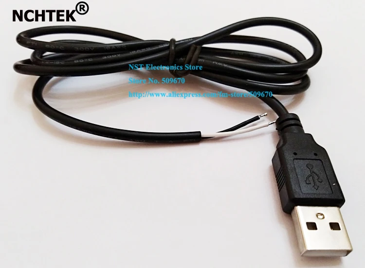 NCHTEK USB штекер 2 провода/2pin кабель питания разъемы, USB Мужской шнур около 1 м/ /50 шт
