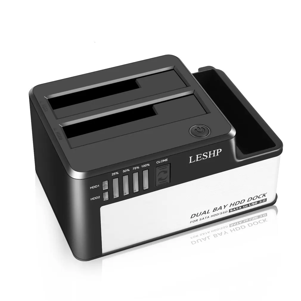  Dual bahías HDD Dock USB 30 a SATA HDD estación de acoplamiento SSD con clon para 25 