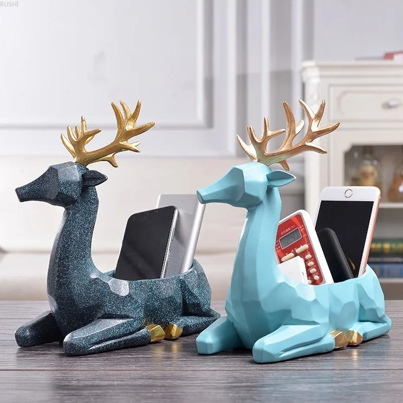 

Home Decoration Deer Design Resin Handicraft Creative Household TV Remote Controller Storage Desk, Decoration and Swing