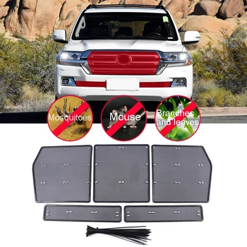 

For Toyota Land Cruiser LC200 2016-2020 Car Front Mesh Grille Insert Net Insect Screening Protection Trim 5PCS Accessories