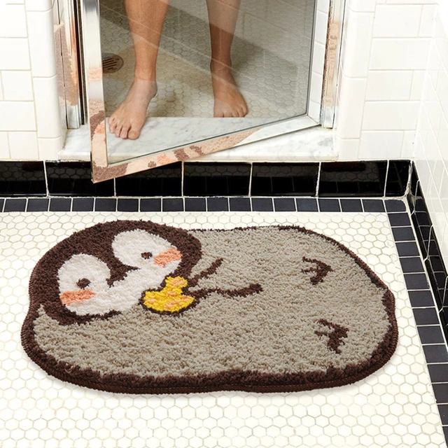 Lovely Penguin Bathroom Mat Tufted Carpet Area Rug Animal Bathmat Floor Tub  Side Absorbent Anti Slip