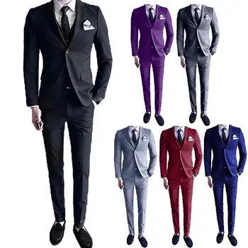 

3Pcs Plus Size Men Suits Male Single-breasted Lapel Collar Blazer Coat Vest Pants Business Suit Set Suits for Men ropa hombre