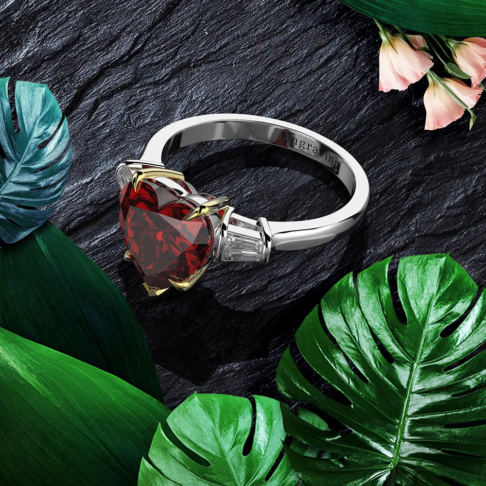 Wong Rain, 925 пробы, Серебряное сердце, создан Муассанит, аквамарин, драгоценный камень, обручальное кольцо, хорошее ювелирное изделие