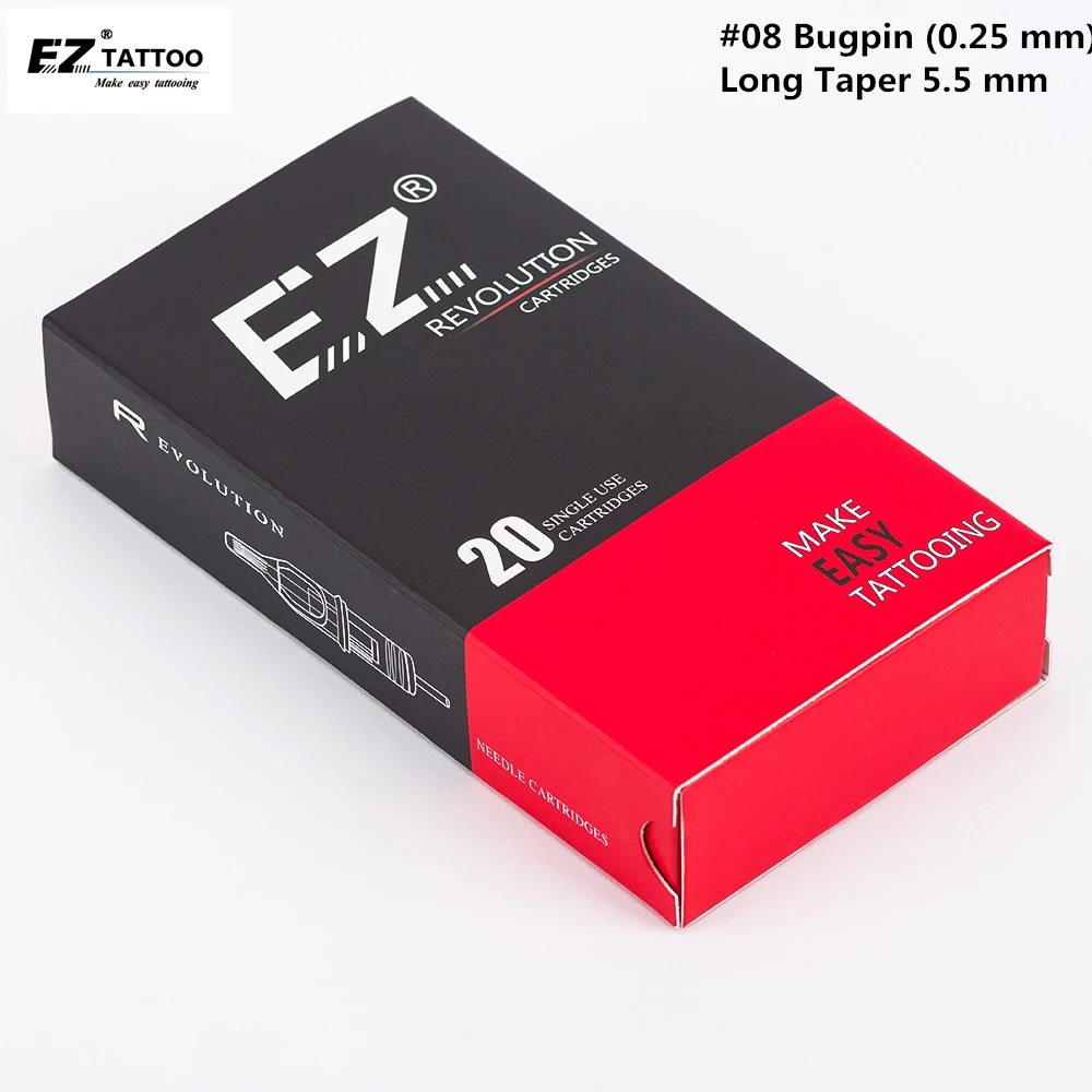 EZ Revolution Tattoo Cartridge Needles # 08 ( 0.25 MM ) Curved Magnum for Rotary Tattoo Machine & Grip 20 PCS/Box curved double corner plastic welder machine soldering welding wire hot stapler staples bumper repair 0 8mm standard pre cut