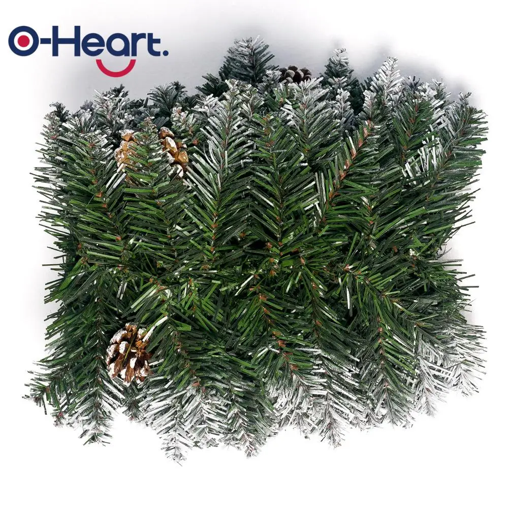 Рождественская гирлянда OHEART 2,7 м, сосновый конус, белый снег, Рождественская елка, украшение, искусственный зеленый ротанговый венок, висячий орнамент