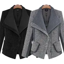 Новинка зимы женское Европейское и американское модное толстое шерстяное пальто с отворотом и длинными рукавами женская короткая куртка зимняя женская A543