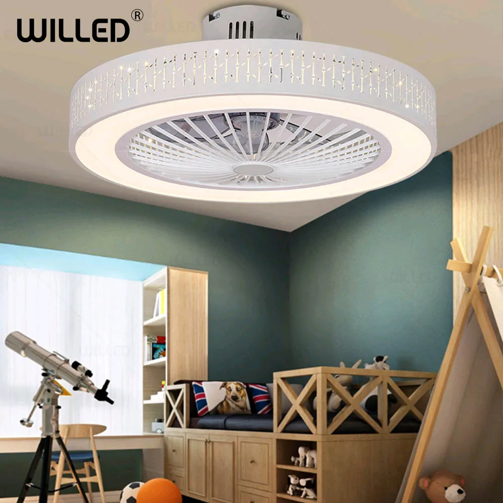 

55cm Modern Remote Control Ceiling Fan Lamp With Controller White Led Lights Round Light for Living Bedroom Room Lighting 220v