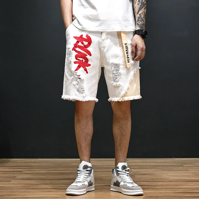 

2020 Summer New Men's Stretch Ripped Jeans Shorts Fashion Casual High Quality Slim Fit Elastic Denim Shorts Male Brand Clothes