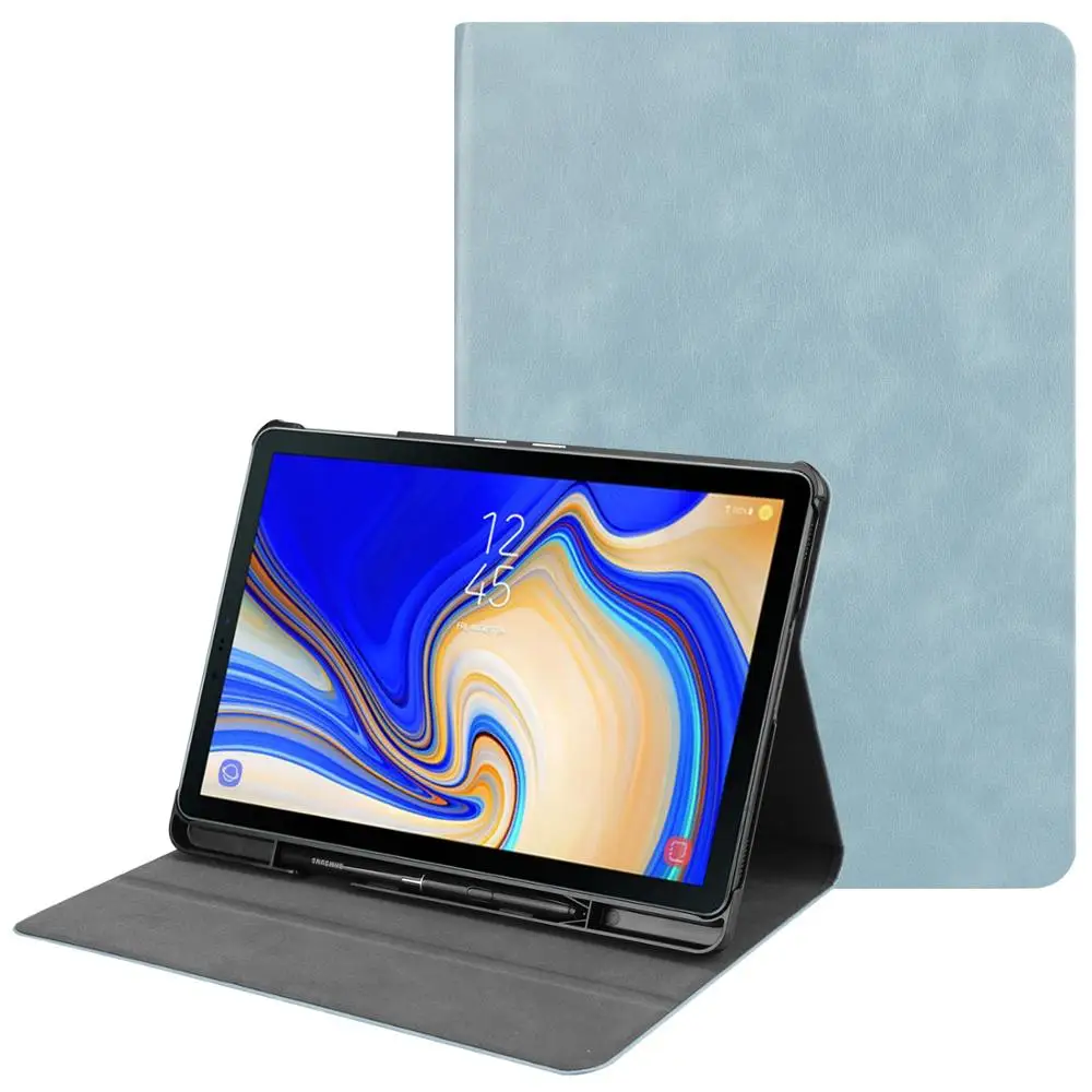 

Solid Case For Samsung Galaxy Tab S4 10.5'' 2018 T835 With Pencil Holder Cowhide Texture Smart Sleep Wake Tablet Cover