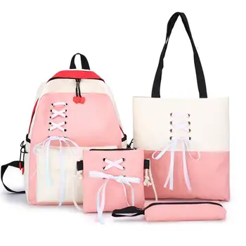 

4Pcs/set Women School Backpacks Nylon Schoolbag For Teenagers Girls Student Book Bag Boys Mochilas Sac A School Bags