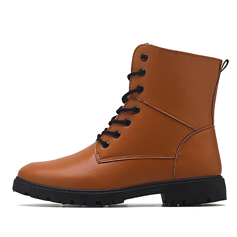 Г. Демисезонные мужские рабочие ботинки повседневная обувь с высоким берцем для мужчин, красные, черные военные ботинки мужские ботинки из искусственной кожи - Цвет: Brown