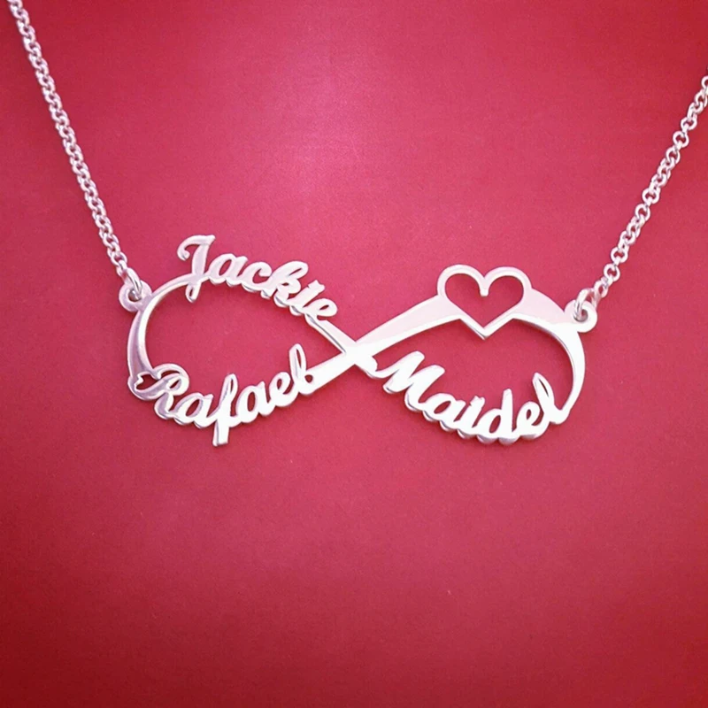 Customized Stainless Steel Infinity Name Necklace Boho Jewelry Personalized Heart Bridesmaid Gifts | Украшения и аксессуары
