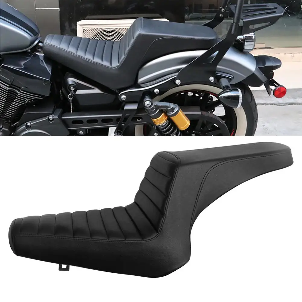 MotorcycleBlackDriverRearPassengerLeatherTwoUpSeatForYamaha
