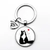 Love Cat Pet Footprints Dogs Glass Cabochon Keychain Bag Car Key Chain Ring Holder Charms  Keychains for Men Women Gifts ► Photo 3/6