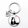 Amour Chat Animal Empreintes Chiens Verre Cabochon Porte-clés Sac De Voiture Porte-clés Porte-Anneau Charmes Porte-clés Pour hommes Femmes Cadeaux ► Photo 3/6