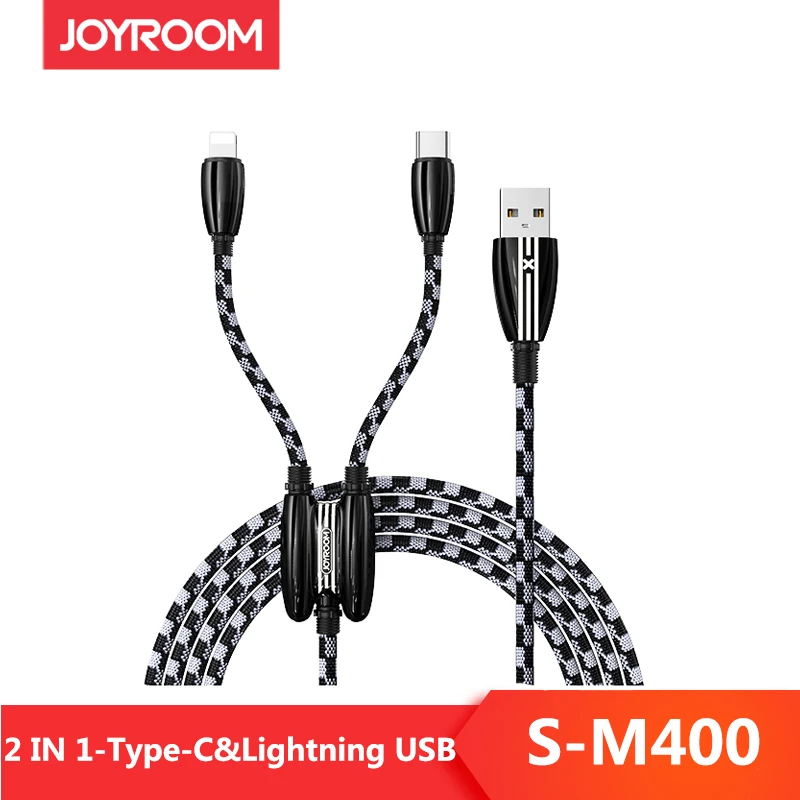 

JOYROOM 1.3M Running Series 2 In 1 Data Line Intelligent Fast Charging Data Line Transmission Zinc Alloy Nylon For Iphone C Type