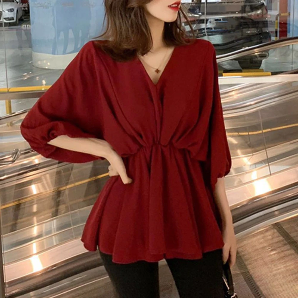 2020 camisa femenina de cintura alta Blusas blusa primavera otoño elegantes coreanas dulces Tops de corta para y camisas| - AliExpress