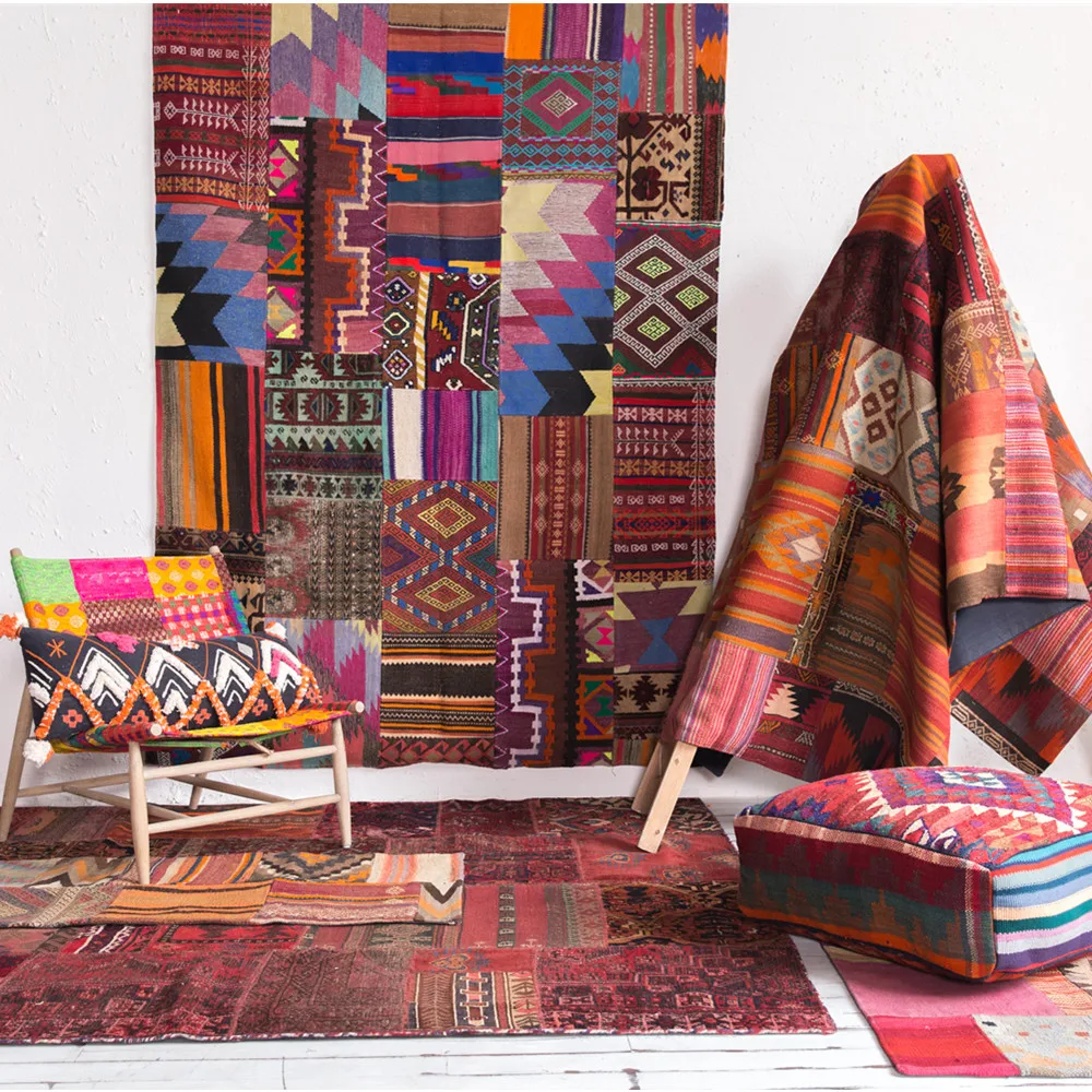 

Pakistani kilim stitching handmade RUG wool woven classic bohemian floor CARPET