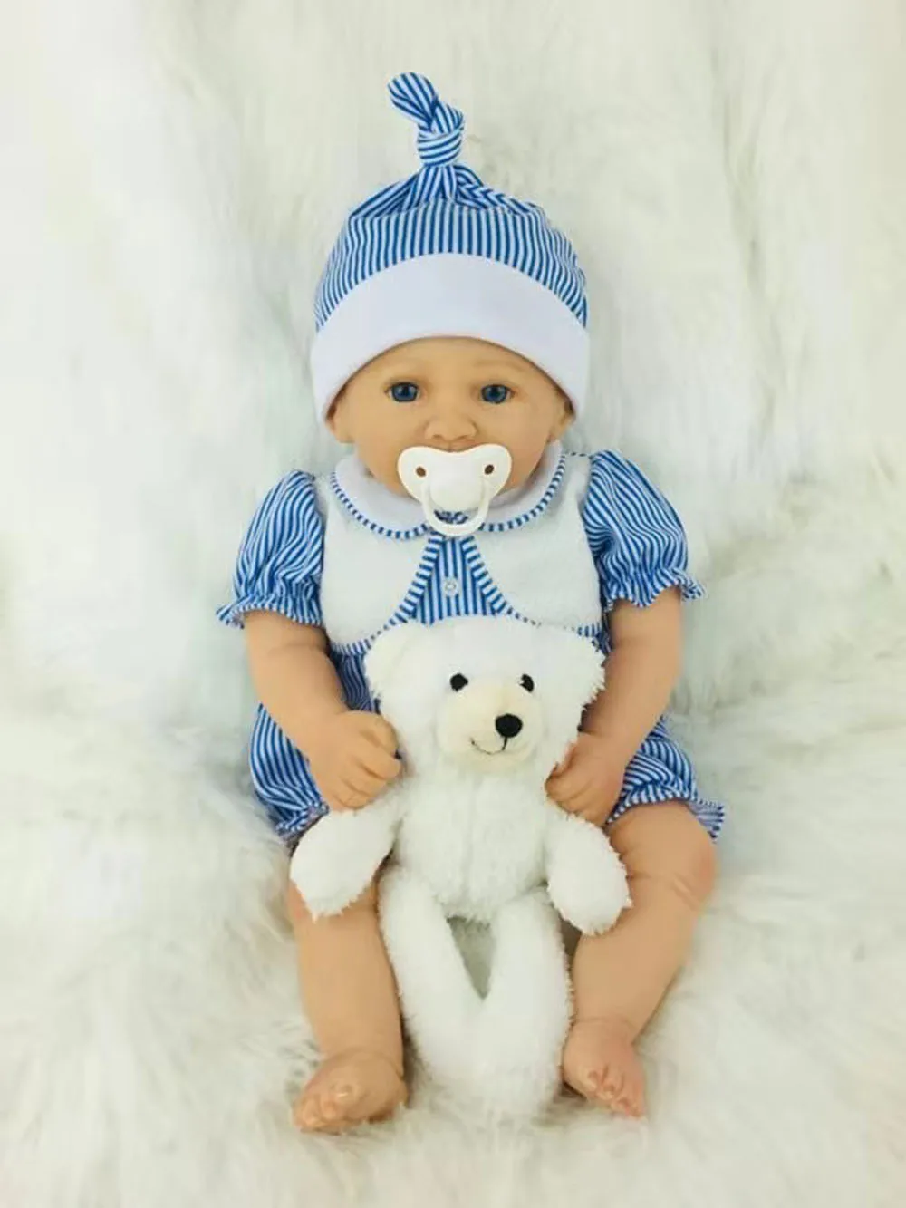 Avani кукла 'Aaron' 45 см реалистичные детские куклы реалистичные Reborn Baby куклы реалистичные новорожденных Для маленьких мальчиков куклы - Цвет: bear(white)
