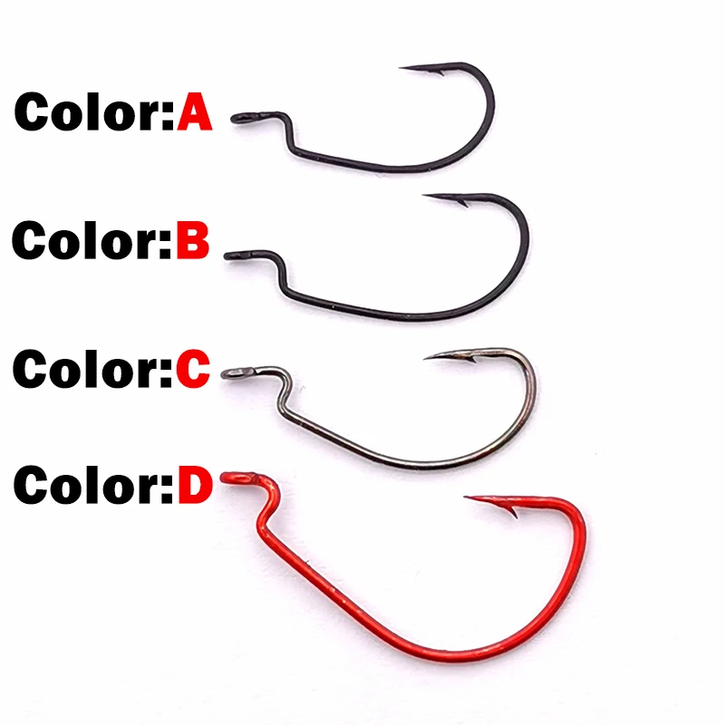 OUTKIT 10pcs mini Style Soft Worm Hooks High Carbon Steel Wide Super Lock Fishhooks Lure Softjerk Rockfishing Fishing Tackle