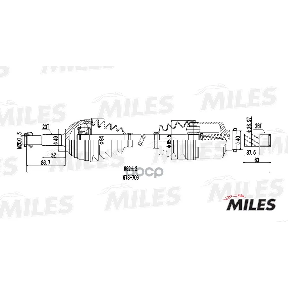 Привод В Сборе Renault Megane Ii 1.6 02-09 Лев. Miles Gc01117 Miles арт. GC01117