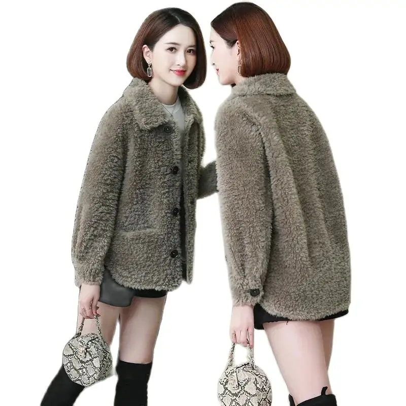 

Пальто женское из искусственной овечьей шерсти, однобортное