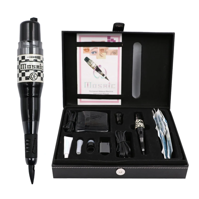 

1 set Permanent Complete Cosmetic With Tattoo Pen Needles Caps Makeup Machine USA biotouch mosaic tattoo Gun Kit tatuagem