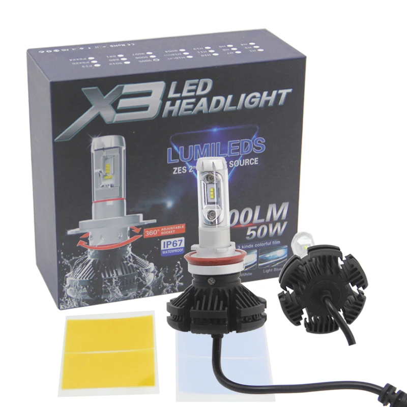 

Bedehon Car Light X3 Led Headlgiht Lamp ZES Chip 50W 6000LM 6000K IP67 9003 9005 HB3 9006 HB4 H1 H4 HB2 H7 H11 2 PCS Sale