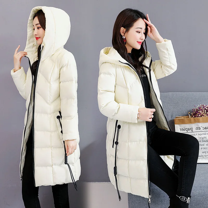 

Cotton-padded Clothes Women's Mid-length 2018 Winter New Style Korean-style Casual Waist Hugging over-the-Knee down Jacket Cotto