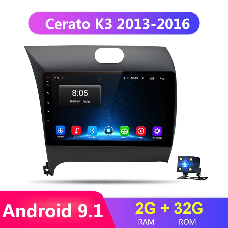 

9'' 2 din Android 9.1 Car Multimedia Dvd Radio Player For KIA Cerato K3 Forte 2013-2016 2Din Car Autoradio Navigation GPS WIFI