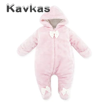 

Kavkas Baby Girls Winter Warm Clothes Newborn Long Sleeve Zipper Coralline Fleece Baby Footies Super warm Roupa De Bebes