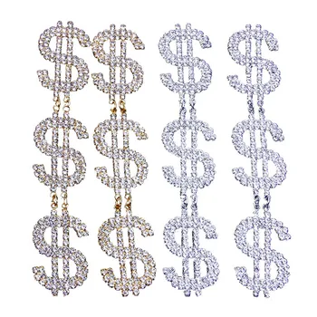 Dollar Signs Crystal Earrings 2