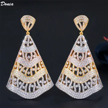 

Donia Jewelry Fashion exaggerated AAA zircon earrings three-color pierced personality geometry earrings ladies party earrings