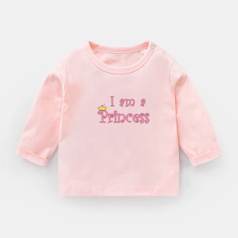 YP2777C Футболка с длинными рукавами и принтом «I'm a prince» для мальчиков и девочек топы, хлопковый свитер От 0 до 2 лет Детские футболки подарок на праздник - Цвет: YP2777C