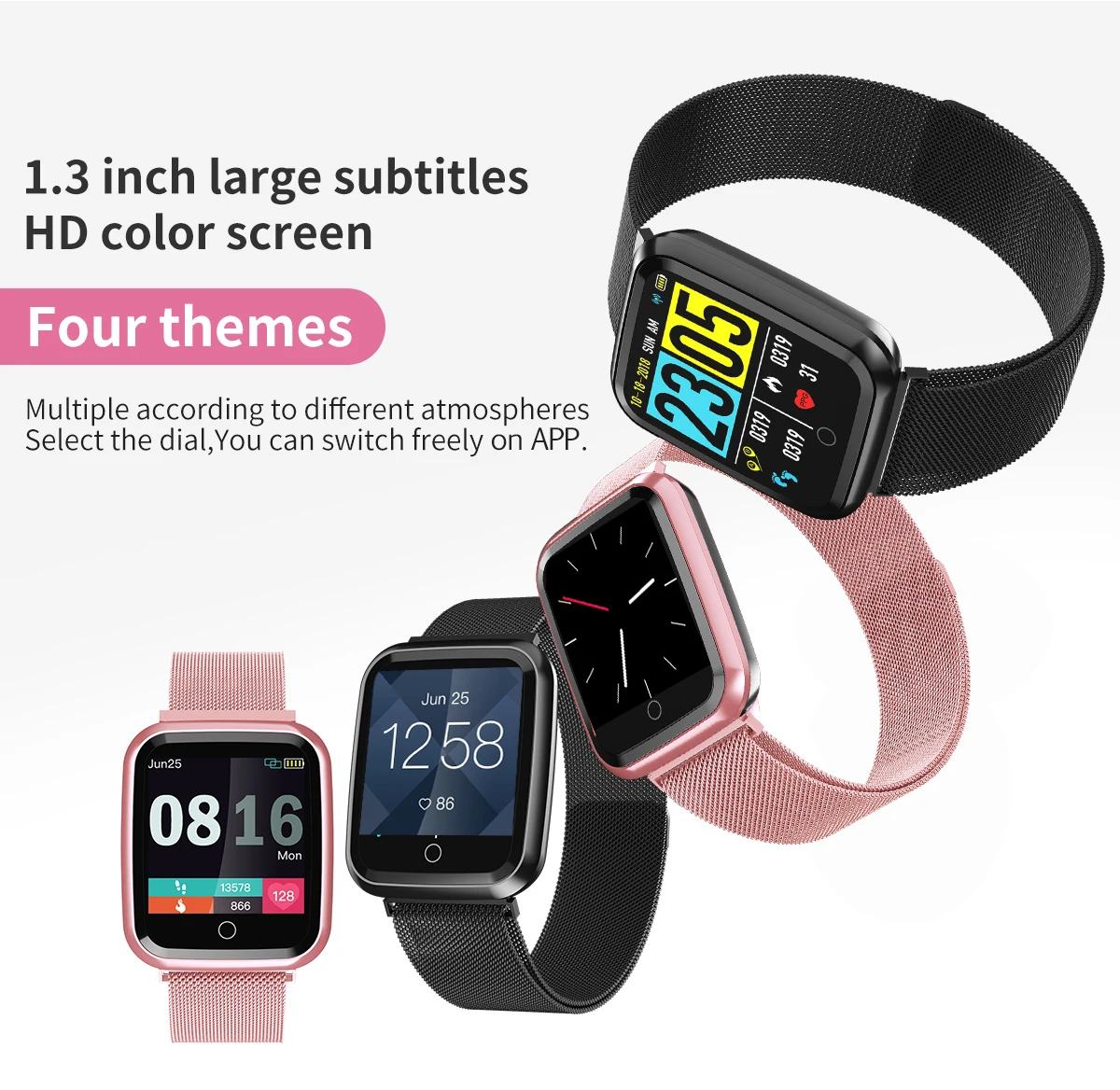 IP68 Women Smart Watch Waterproof smartwatch Heart rate monitor Sport Fitness watch Wearable Devices for ios Android gift strap