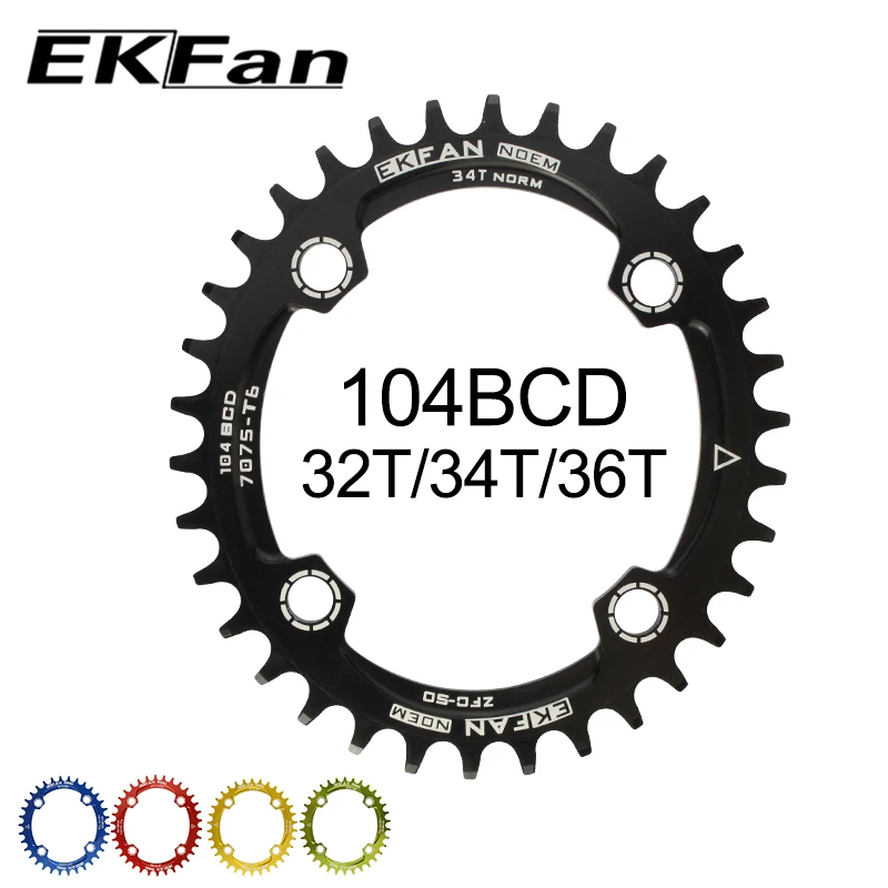 EKFan 104BCD узкий широкий зеленый 32T/34T/36T Круглый Овальный велосипед 7075-T6 MTB
