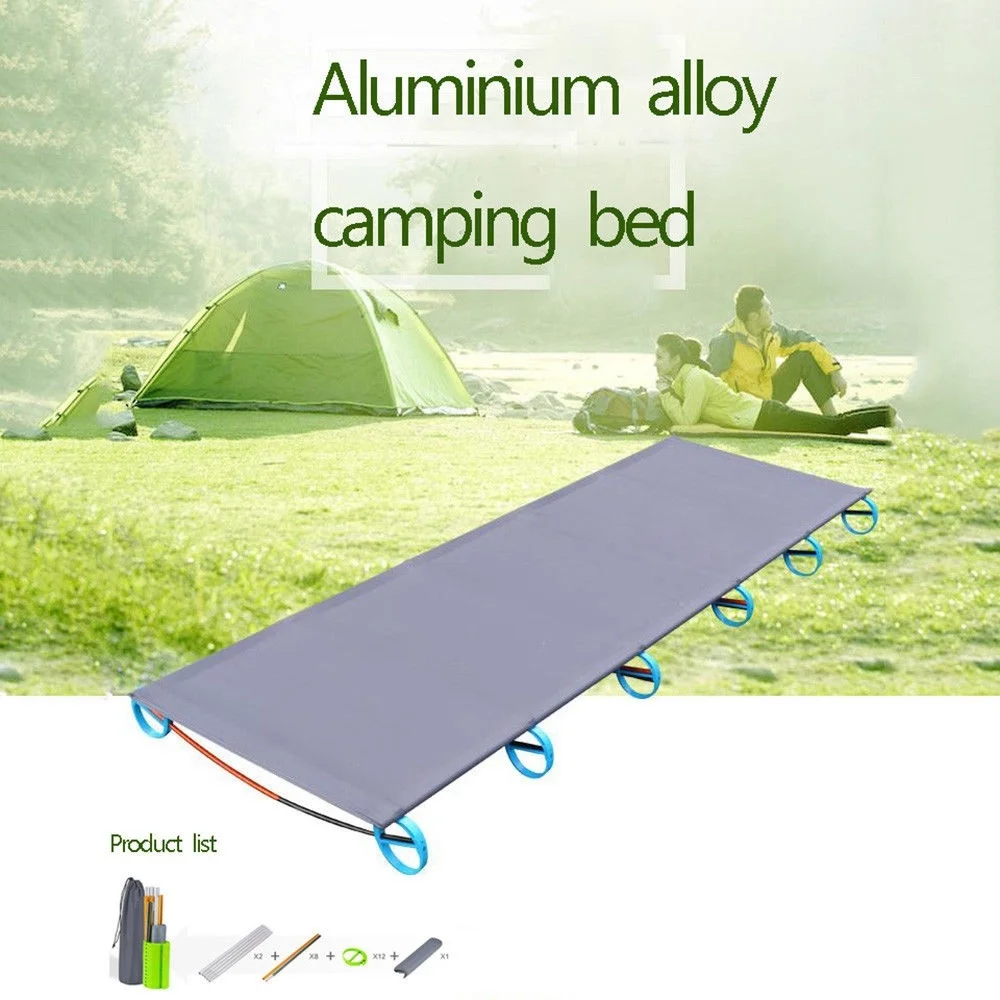 

Ultralight Portable Folding Single Camp Bed Aluminium Alloy Metal Frame Outdoor Hiking Fishing Beds with Storage Bag for Adult
