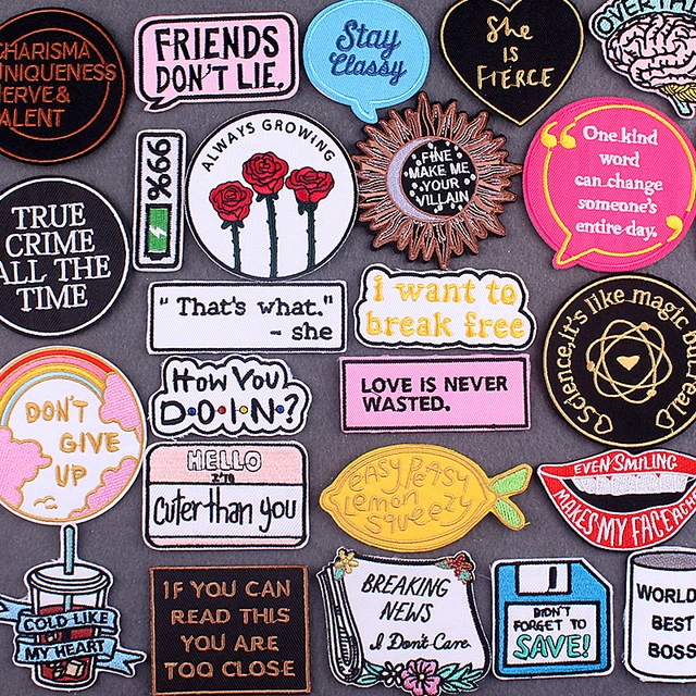 Letter Patch Iron On Patches On Clothes Diy Slogan Patches For Clothing  Stickers Punk Badges Embroidery Patch Stripes Accessory