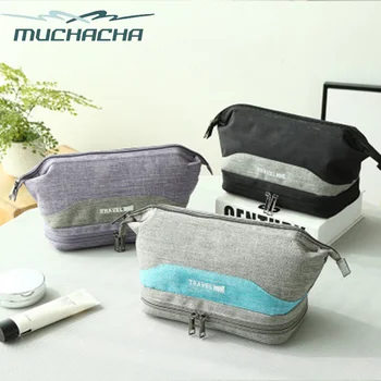 

Dropshipping Waterproof Polyester Dry Wet Separate Travel Makeup Kit Pouch Luxury Man Necessaries Makeup Toiletry Bag